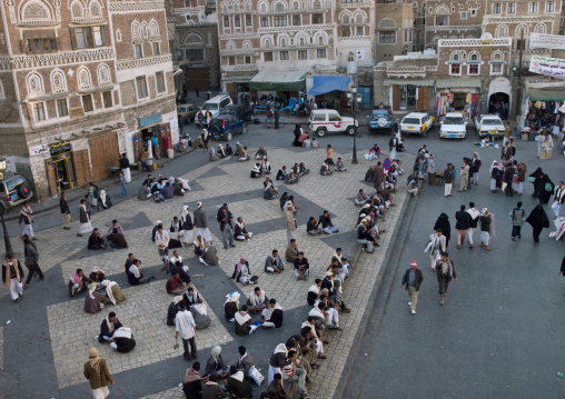 Men Gathered On A Square, Sanaa, Yemen