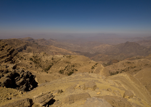 Dry Landscape And Terrace Cultivation, Hababa, Yemen