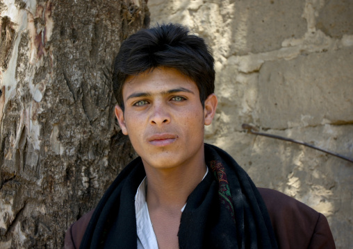 Young Man With Astonishing Light Blue Eyes In Dhamar, Yemen