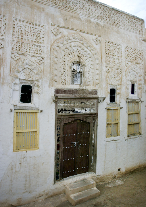 Traditionally Sculpted Front Of A House In Zabid, Yemen