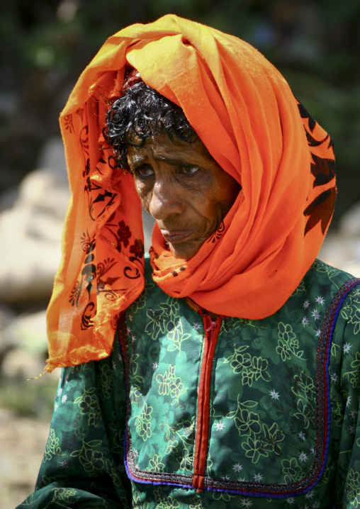 Old Woman With Orange Scarf, Jebel Saber, Taiz, Yemen