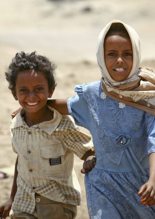 Smiling Children Running, Mocha, Yemen