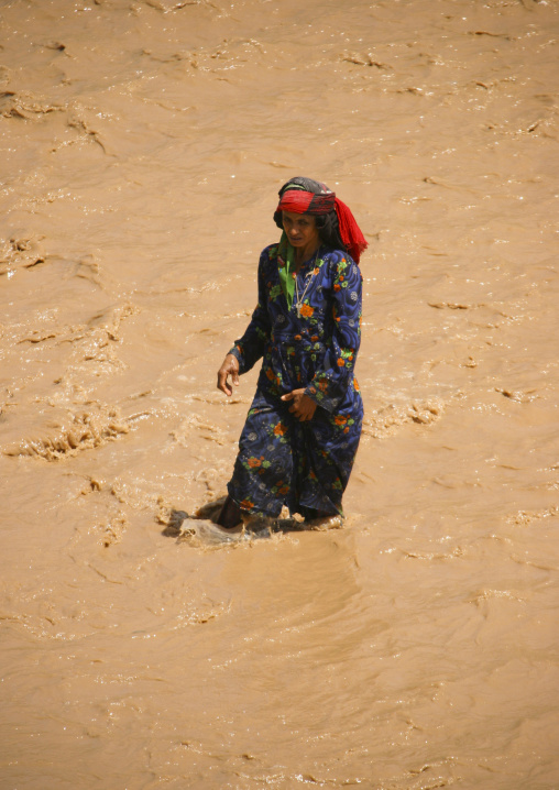 Old Woman Crossing A Wadi, Tihama, Yemen