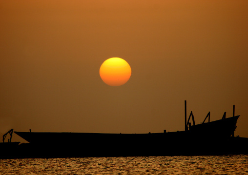 Amazing Sunset Over A Shadow Dhow, Al Kukhada, Red Sea, Yemen