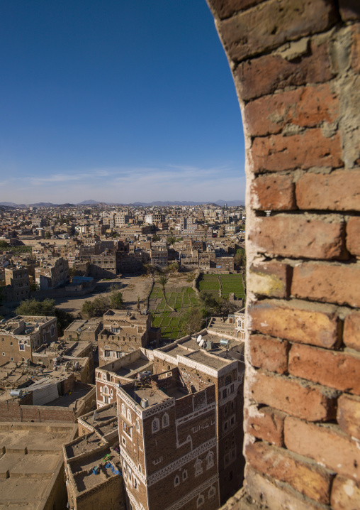 Traditional houses in the old city featuring ornamental facades, Amanat Al-Asemah, Sanaa, Yemen