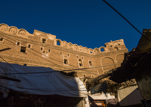 Traditional houses in the old city featuring ornamental facades, Amanat Al-Asemah, Sanaa, Yemen