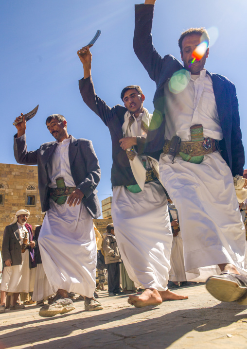 Wedding dancers with jambiyas, Amran Governorate, Thula, Yemen
