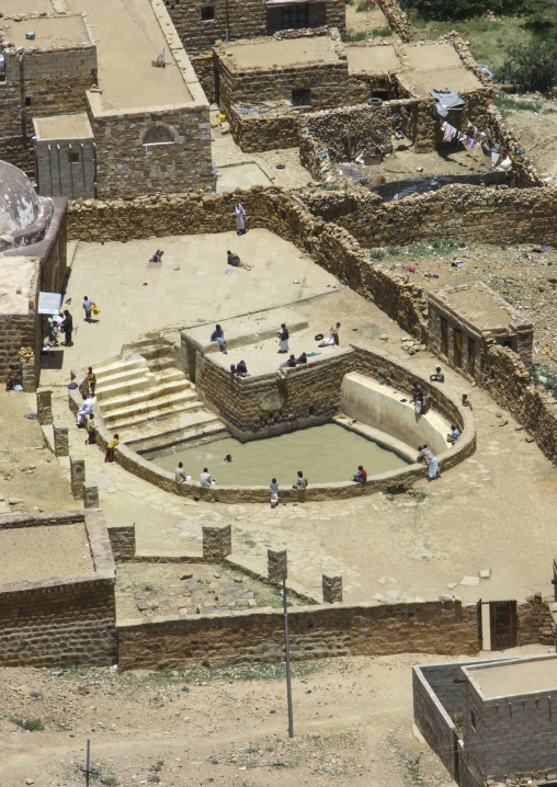 High angle view of a water cistern, Amran Governorate, Hababah, Yemen