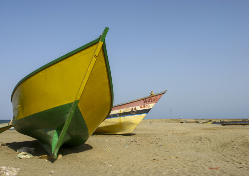 Fishing boats on the beach, Al Hudaydah Governorate, Hodeidah, Yemen