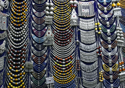 Amber and silver necklaces, Amanat Al-Asemah, Sanaa, Yemen