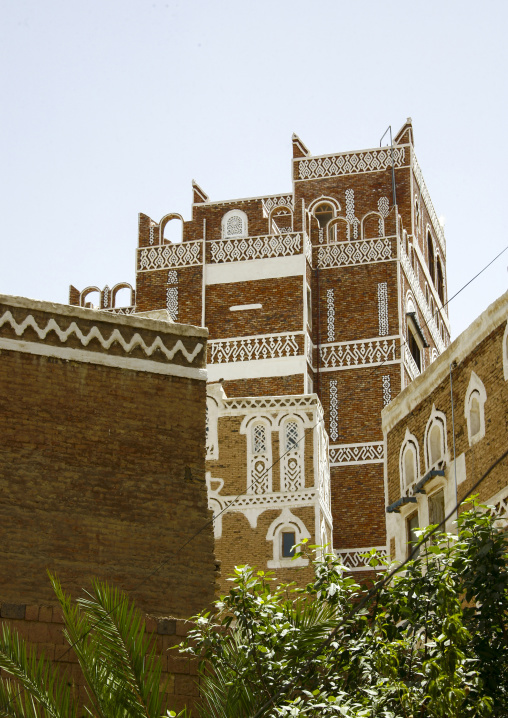 Traditional houses in the old city featuring ornamental facades, Amanat Al-Asemah, Sanaa, Yemen
