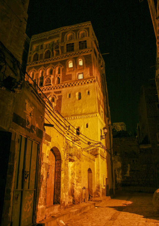 Traditional houses in the old city featuring ornamental facades, Amanat Al-Asemah, Sanaa, Yemen