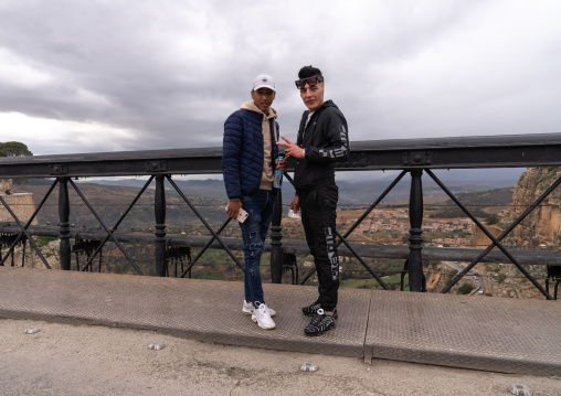 Algerian teenage boys wearing fashionnable clothes, North Africa, Constantine, Algeria