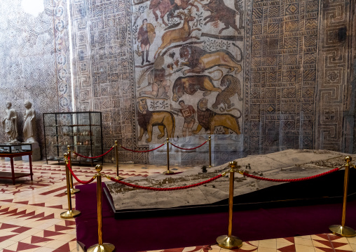 Mosaic and statues in the museum, North Africa, Djemila, Algeria