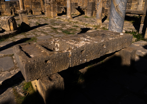 Mensa ponderaria in the Market of Cosinius, North Africa, Djemila, Algeria