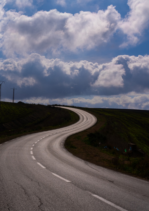 Road in the countryside with curves, North Africa, Oran, Algeria