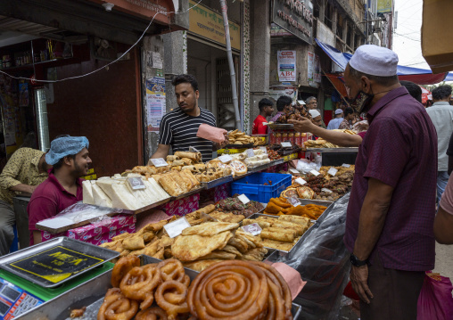 Sweets for ramadan sold in the street, Dhaka Division, Dhaka, Bangladesh