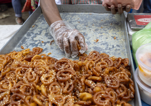 Sweets for ramadan sold in the street, Dhaka Division, Dhaka, Bangladesh