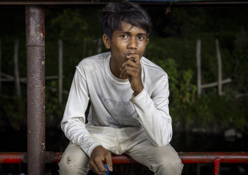 Bangladeshi man at Sadaghat Launch Terminal, Dhaka Division, Dhaka, Bangladesh