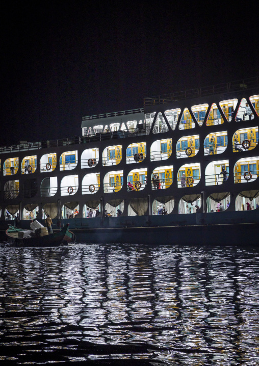 Passengers in a ferry to Barisal at Sadaghat Launch Terminal, Dhaka Division, Dhaka, Bangladesh