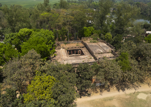 Aerial view of an old heritage house in the forest, Rajshahi Division, Naogaon Sadar, Bangladesh