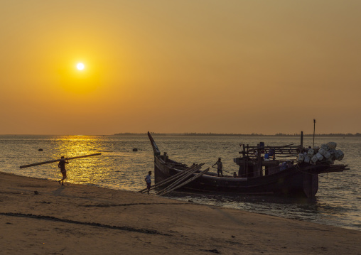 Fishing boats in the sunset, Chittagong Division, Cox's Bazar Sadar, Bangladesh