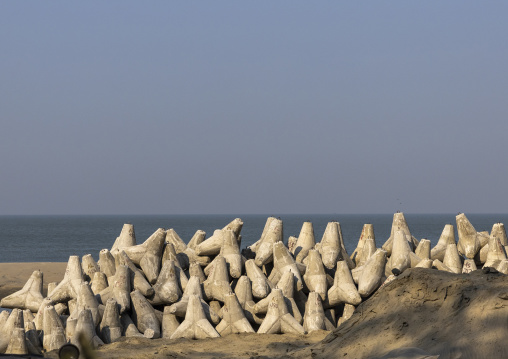 Tetrapods to protect from erosion on the beach, Chittagong Division, Ramu, Bangladesh