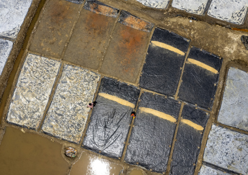 Aerial view of a salt field, Chittagong Division, Maheshkhali, Bangladesh