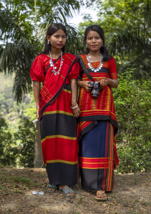 Chakma women in traditional clothing celebrating Biju festival, Chittagong Division, Rangamati Sadar, Bangladesh