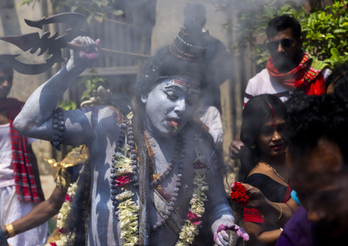 Lord Shiva procession with devotees at Lal Kach festival, Dhaka Division, Munshiganj, Bangladesh