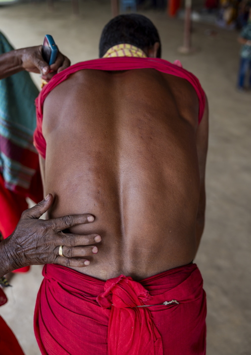 Back of a man who performed body suspension with hooks, Sylhet Division, Kamalganj, Bangladesh