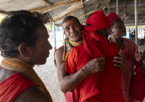 Men ready to perform body suspension with hooks during Charak Puja, Sylhet Division, Kamalganj, Bangladesh