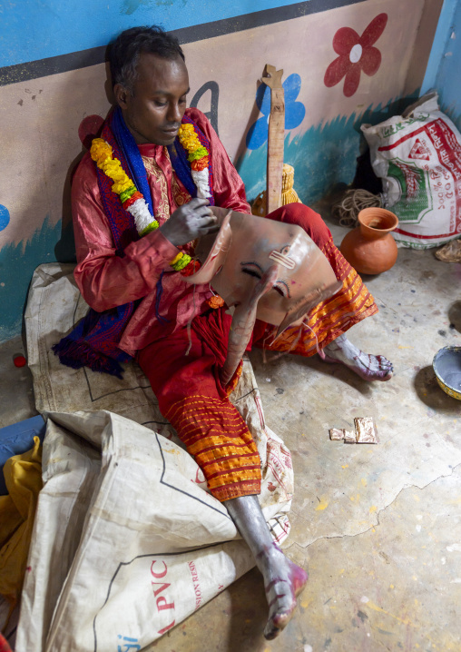 Devotee dressing as Ganesh for Charak Puja hindu festival, Sylhet Division, Sylhet, Bangladesh