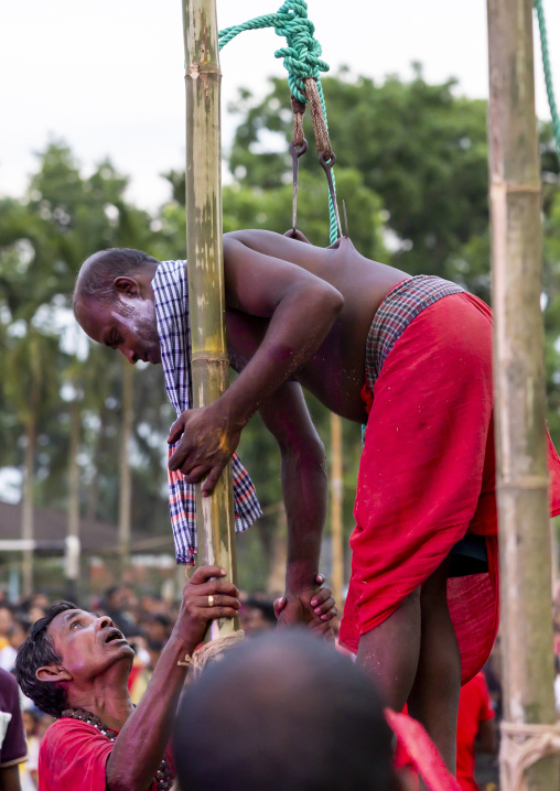Body suspension with hooks during Charak Puja hindu festival, Sylhet Division, Kamalganj, Bangladesh