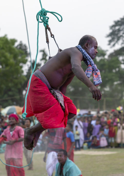 Body suspension with hooks during Charak Puja hindu festival, Sylhet Division, Kamalganj, Bangladesh