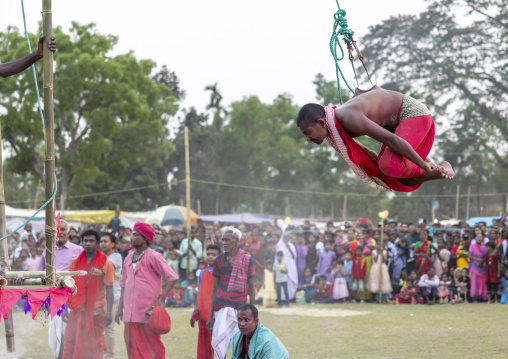 Body suspension with hooks during Charak Puja hindu festival, Sylhet Division, Kamalganj, Bangladesh