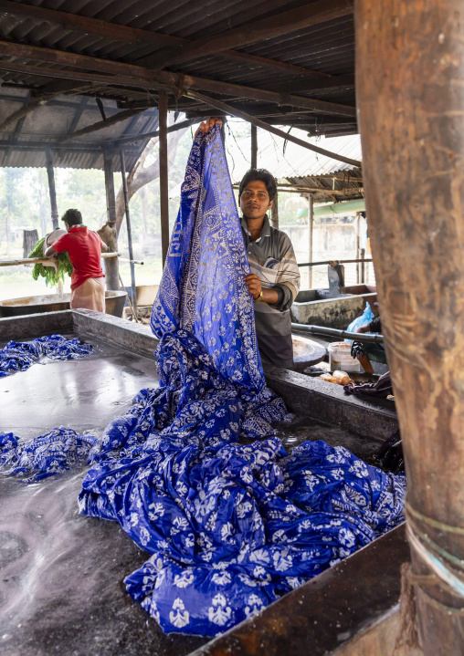 Bangladeshi man working in a batik factory, Chittagong Division, Comilla, Bangladesh