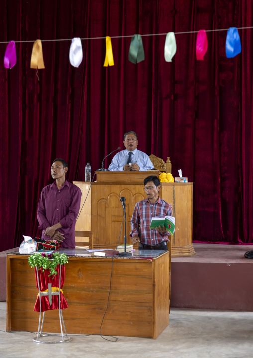 Bawm ethnic group priest during a mass in a church, Chittagong Division, Faruk Para, Bangladesh