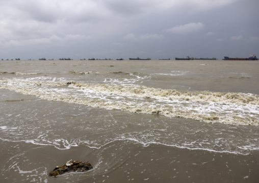 Polluted sea water with tanker ships, Chittagong Division, Chittagong, Bangladesh