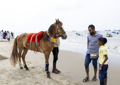 Horse riding on the beach for tourists, Chittagong Division, Chittagong, Bangladesh