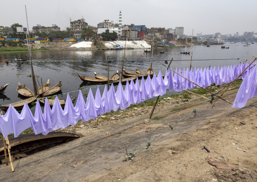 Household linens hanging on clothesline, Dhaka Division, Keraniganj, Bangladesh