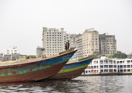 Boat loaded of sand on Buriganga river, Dhaka Division, Keraniganj, Bangladesh
