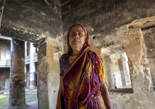 Bangladeshi woman inside Teota Zamindar Bari, Dhaka Division, Shivalaya, Bangladesh