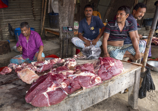 Meat sold in a butchery on the street, Rajshahi Division, Shibganj, Bangladesh