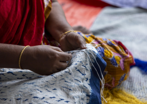 Bangladeshi women stitching kanthas in Living Blue company, Rangpur Division, Goalpara, Bangladesh