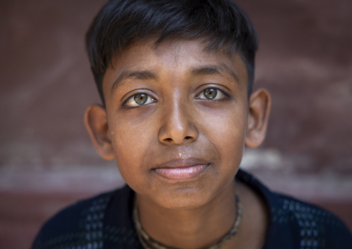 Portrait of a bangladeshi boy with clear eyes in Kantajew hindu temple, Rangpur Division, Dinajpur, Bangladesh