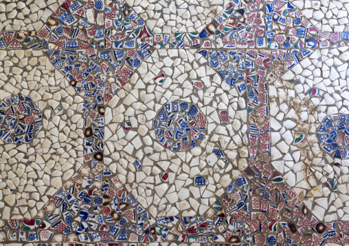 Mosaic on the floor of abandonned Balihar Rajbari palace, Rajshahi Division, Naogaon Sadar, Bangladesh