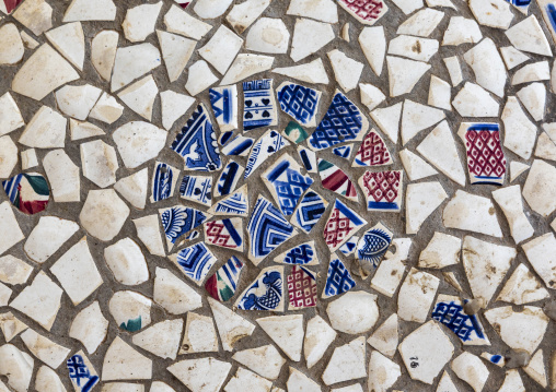 Mosaic on the floor of abandonned Balihar Rajbari palace, Rajshahi Division, Naogaon Sadar, Bangladesh