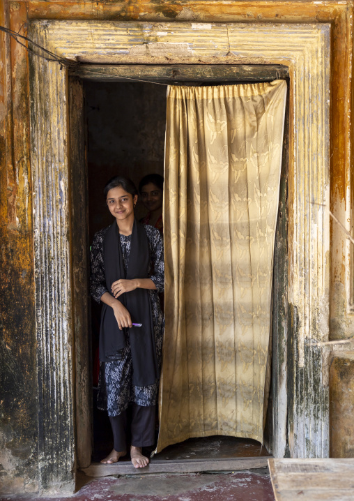 Teenage girl living in the Queen Rani Bhabani room in Natore Rajbari, Rajshahi Division, Natore, Bangladesh