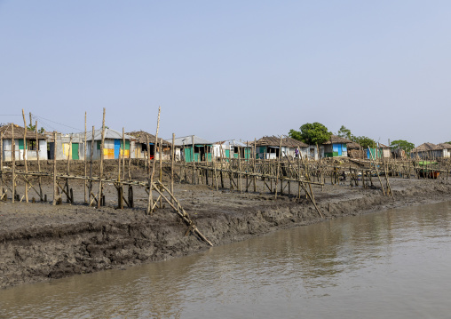 Stilt houses raised on piles, Khulna Division, Mongla, Bangladesh
